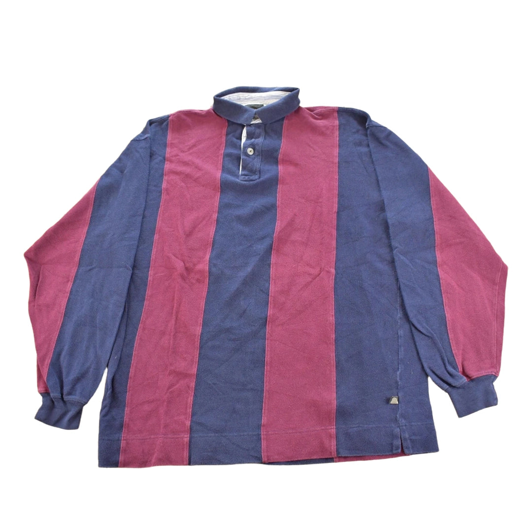 Vintage 1990s Structure Striped Rugby Polo Shirt Men's L