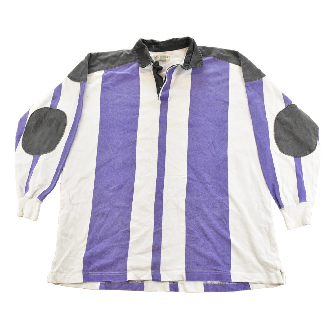 Vintage 1990s St Johns Bay Striped Rugby Polo Shirt Men's XL