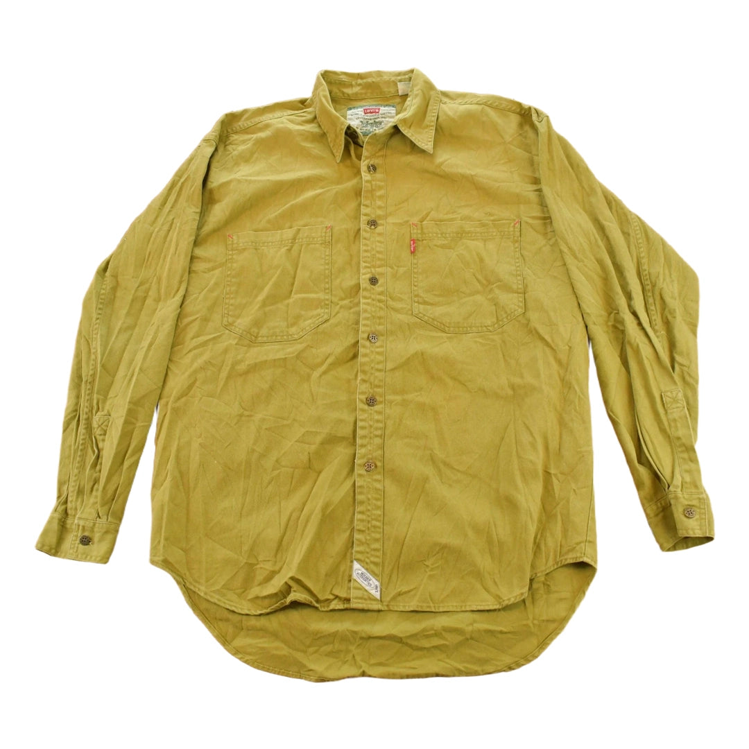 Vintage 1990s Levi's Red Tab Olive Green Button Up Shirt Men's L