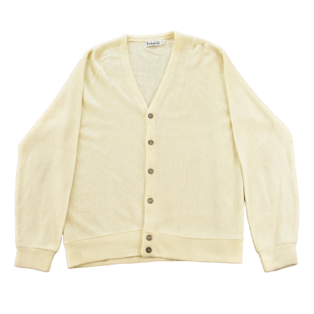 Vintage 1980s Hochschild Kohn Cream White Knitted Cardigan Sweater Men's M