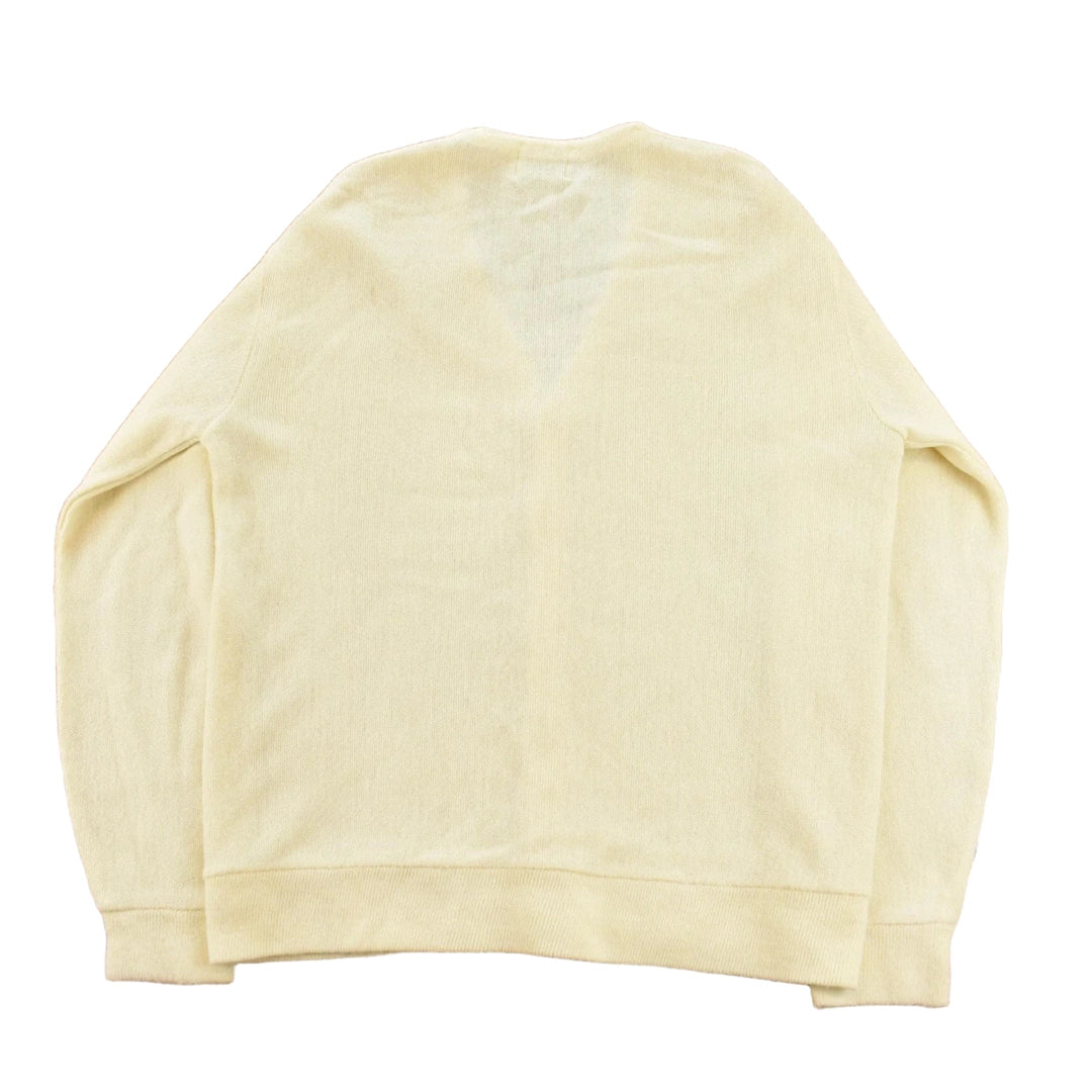 Vintage 1980s Hochschild Kohn Cream White Knitted Cardigan Sweater Men's M