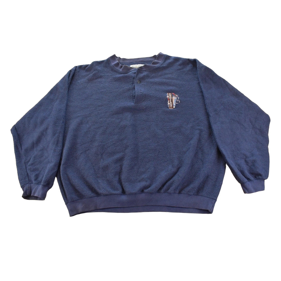 Vintage 1990s Great Lakes Golf Embroidered Henley Sweatshirt Men's XL