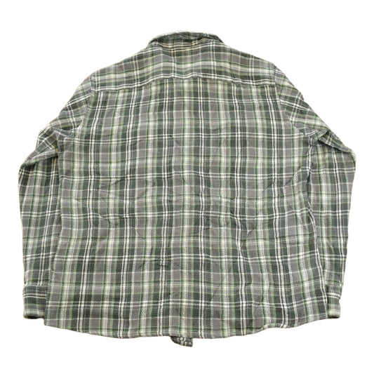 Vintage 1990s Orvis Green Plaid Heavy Flannel Button Up Shirt Men's L