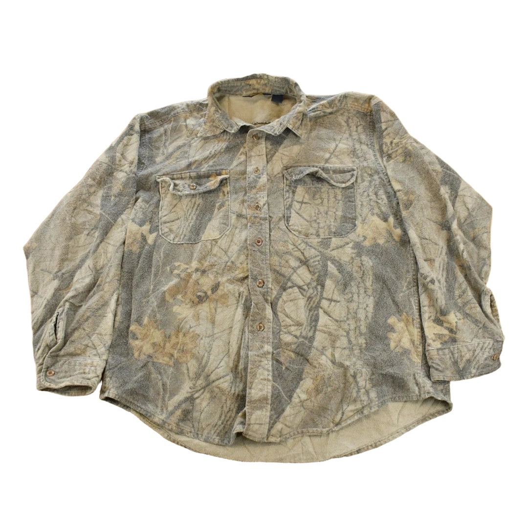 Vintage 1990s Woolrich Real Tree Camouflage Button Up Shirt Men's XL