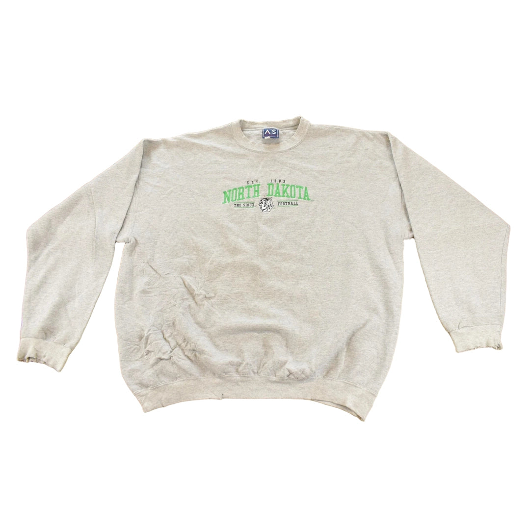 Vintage 1990s North Dakota University Sioux Football Embroidered Collegiate Crewneck Sweatshirt Men's L