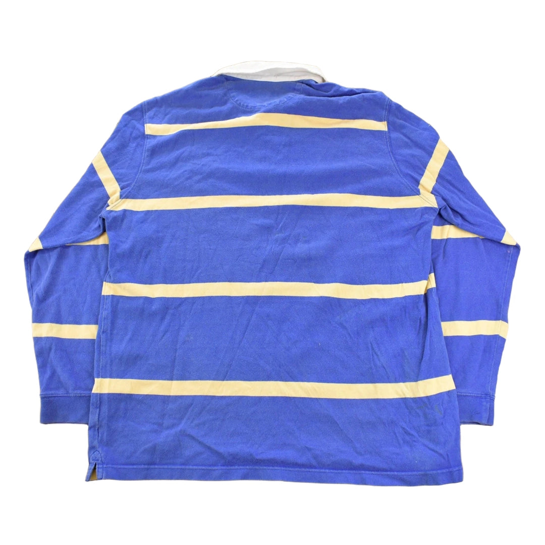Vintage 2000s Chaps Striped Embroidered Rugby Long Sleeve Polo Shirt Men's L