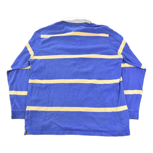 Vintage 2000s Chaps Striped Embroidered Rugby Long Sleeve Polo Shirt Men's L