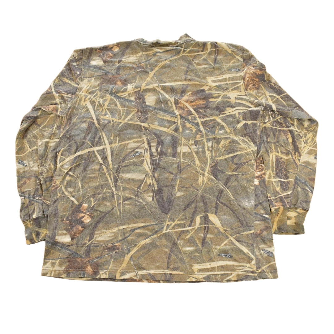 Vintage 1990s Russell Outdoors Real Tree Camouflage Crewneck Sweatshirt Men's M