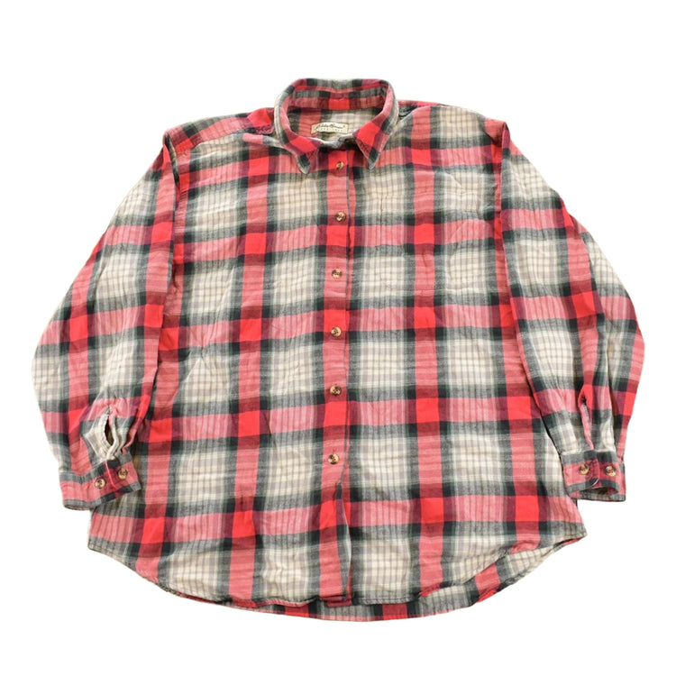 Vintage 1990s Eddie Bauer Plaid Button Up Flannel Long Sleeve Shirt Women's XL