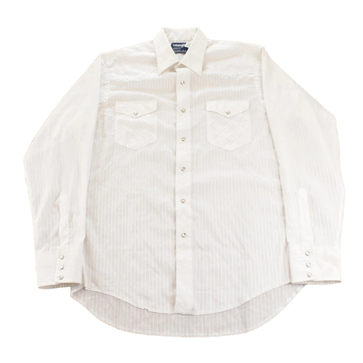 Vintage 1990s Wrangler Cowboy Cut Striped Western Pearl Snap Button Up Shirt Men's L