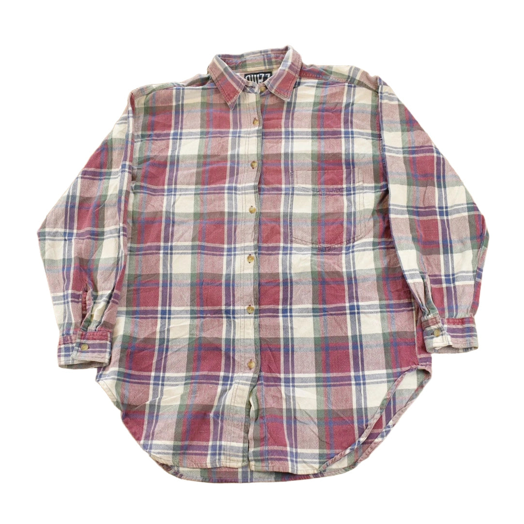 Vintage 1990s Quizz Plaid Flannel Button Up Shirt Women's M