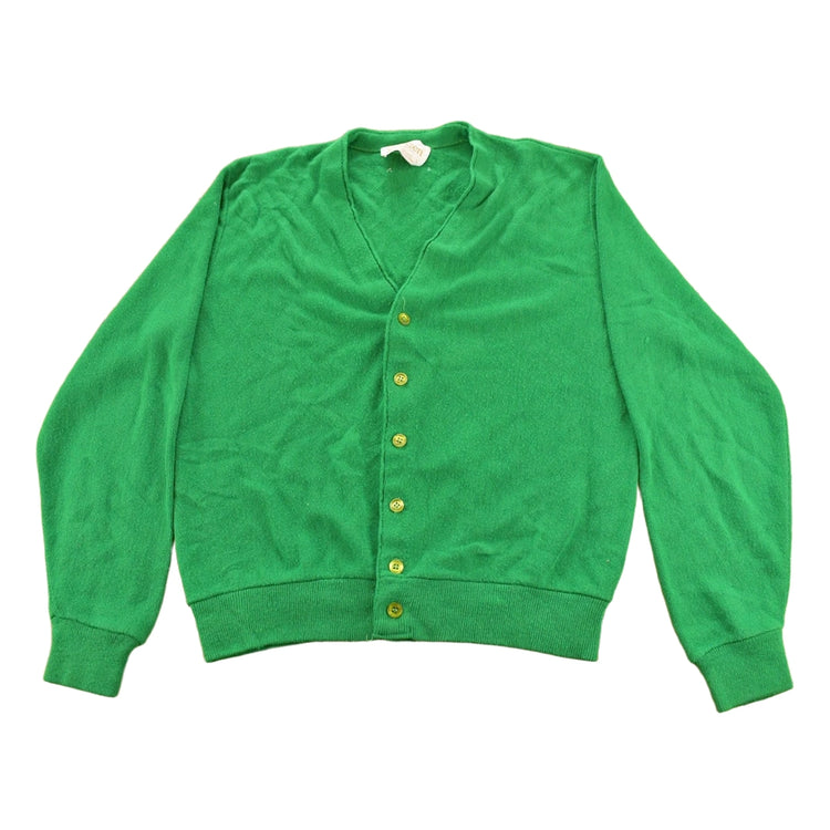 Vintage 1980s Jantzen Green Knit Cardigan Sweater Men's M