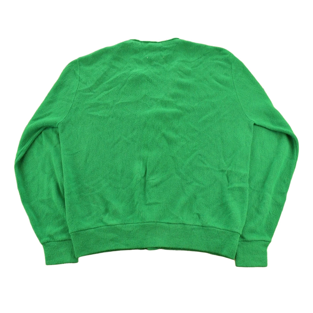 Vintage 1980s Jantzen Green Knit Cardigan Sweater Men's M