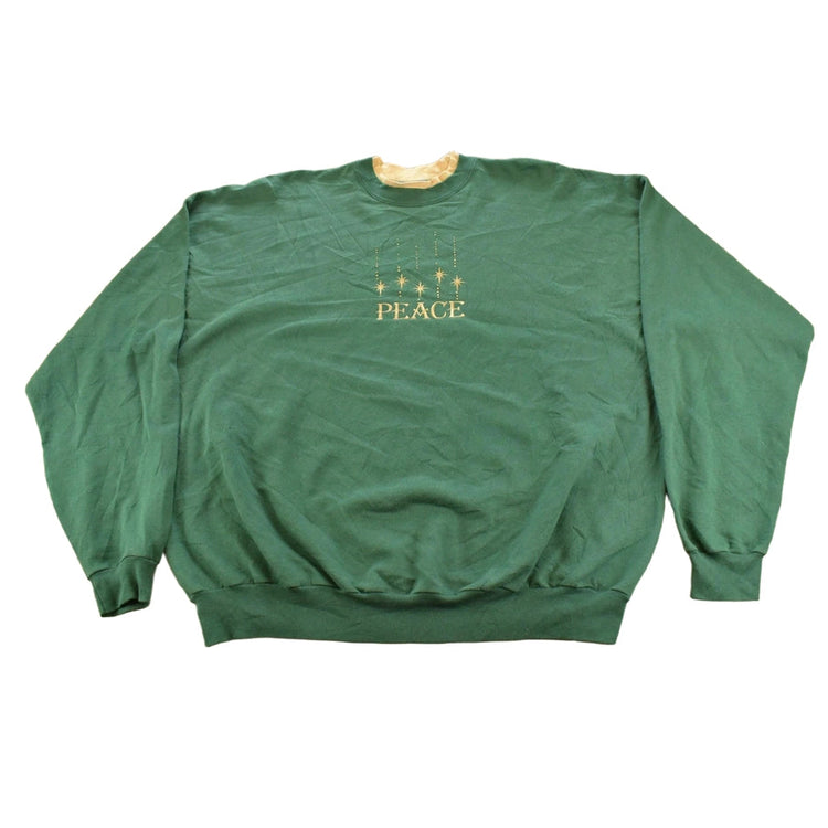Vintage 1990s M&C Sportswear Peace Embroidered Crewneck Sweatshirt Men's 2XL