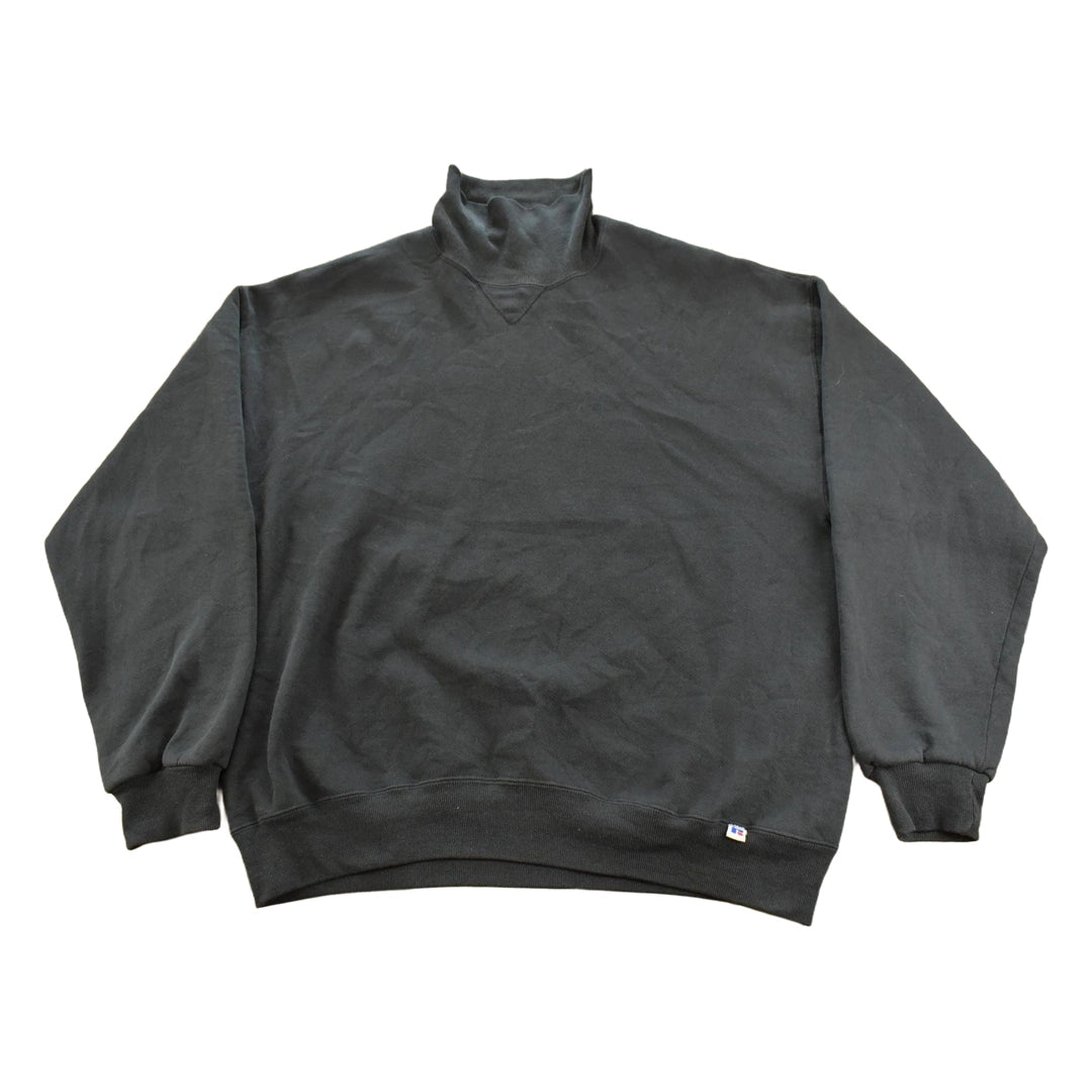 Vintage 1990s Russell Athletic Blank Black Turtleneck Sweatshirt Men's L