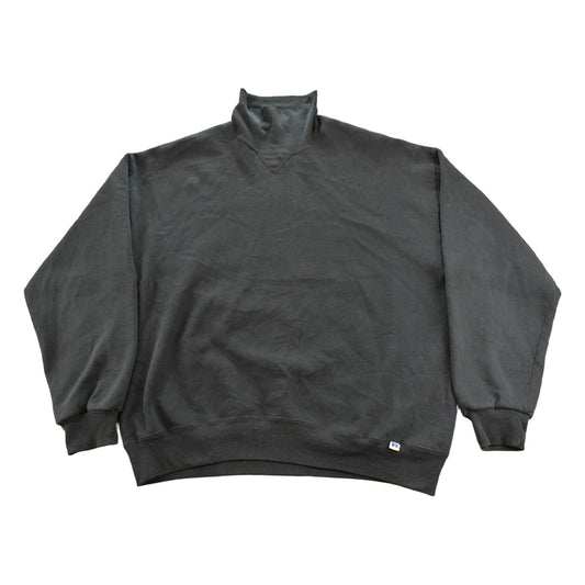 Vintage 1990s Russell Athletic Blank Black Turtleneck Sweatshirt Men's L