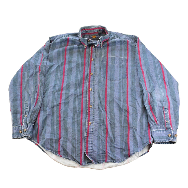 Vintage 1990s Route 66 Striped Button Up Shirt Men's XL
