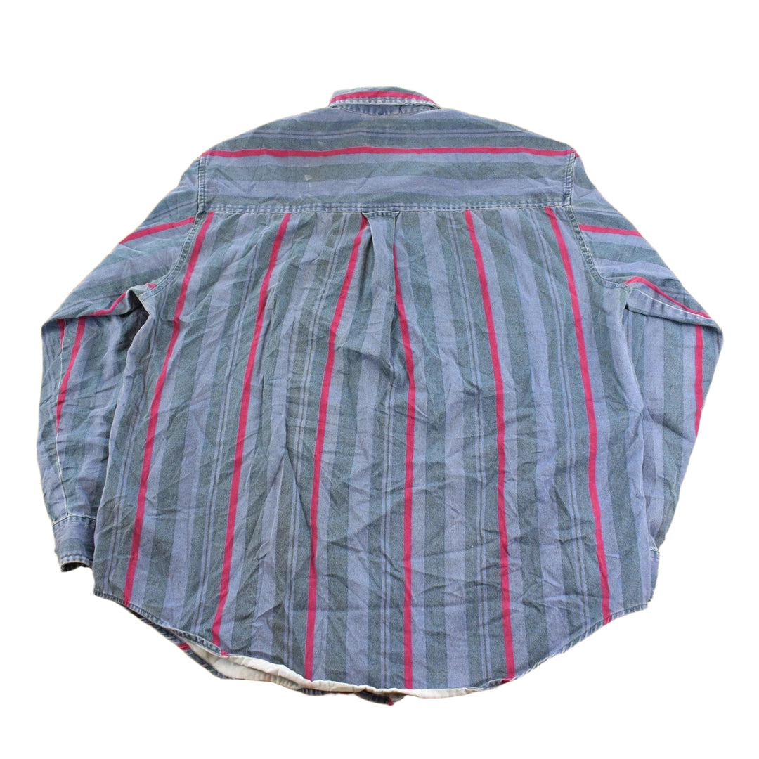 Vintage 1990s Route 66 Striped Button Up Shirt Men's XL