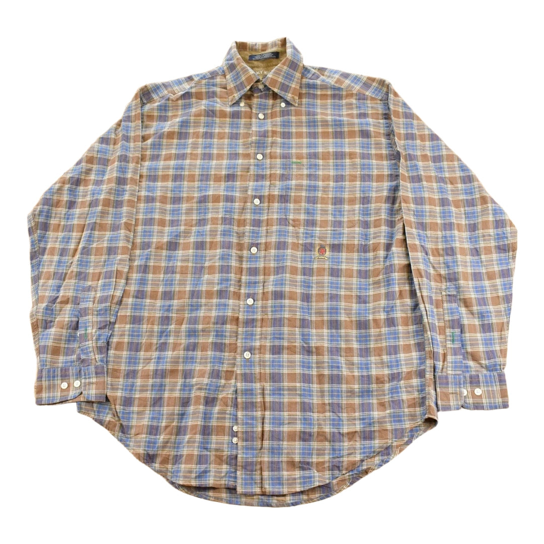Vintage 1990s Tommy Hilfiger Plaid Flannel Button Up Shirt Men's M