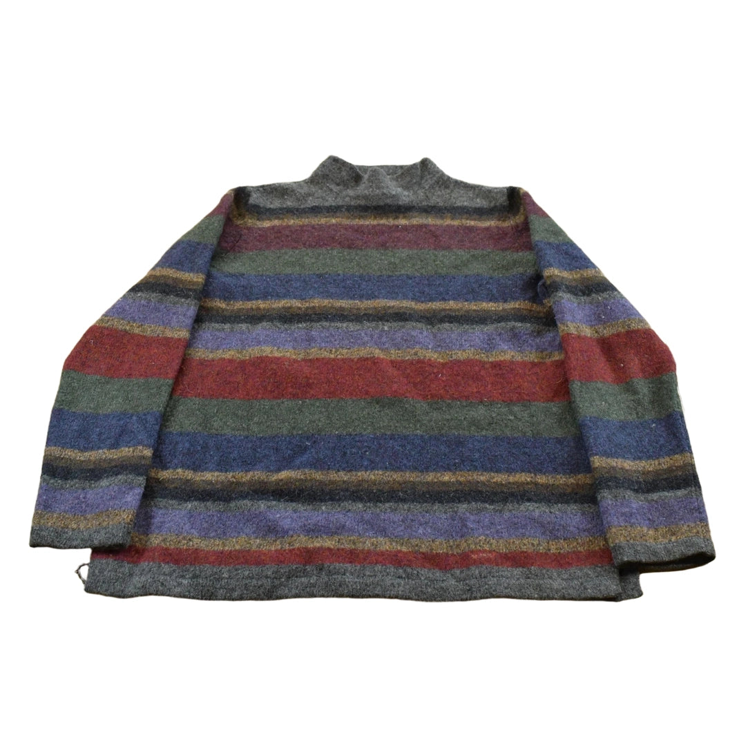 Vintage 2000s Lauren Ralph Lauren Wool Striped Knit Mock Neck Sweater Women's S