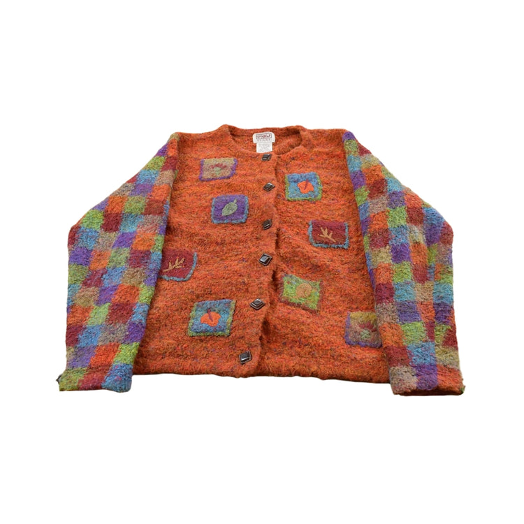 Vintage 1990s PBJ Sport Abstract Knit Cardigan Sweater Women's Medium
