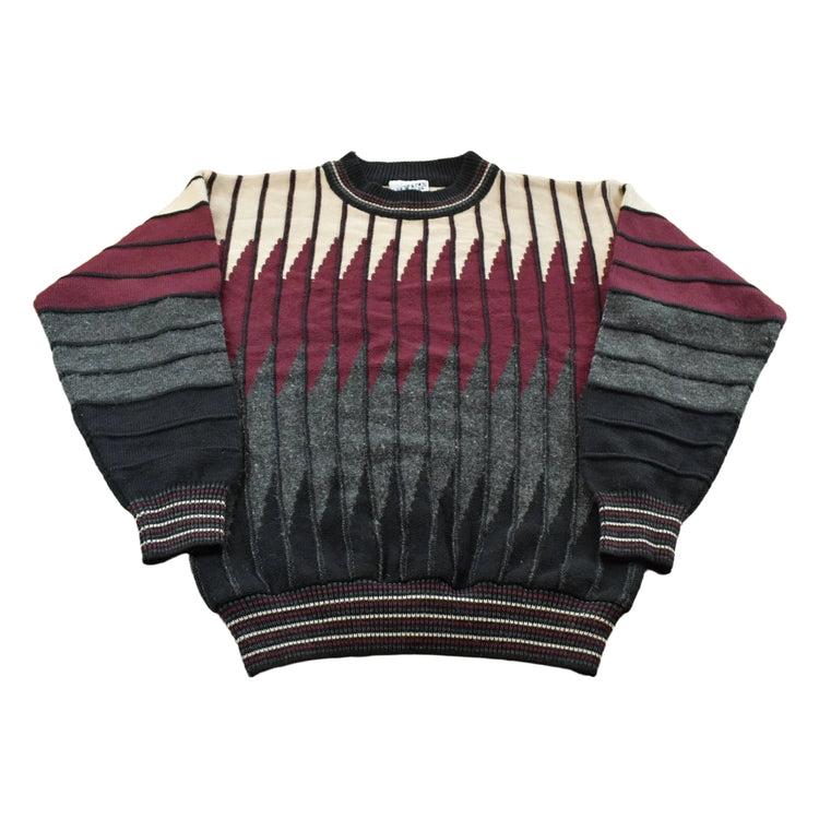 Vintage 1990s Irvine Park Abstract Striped Knit Crewneck Sweater Men's Small