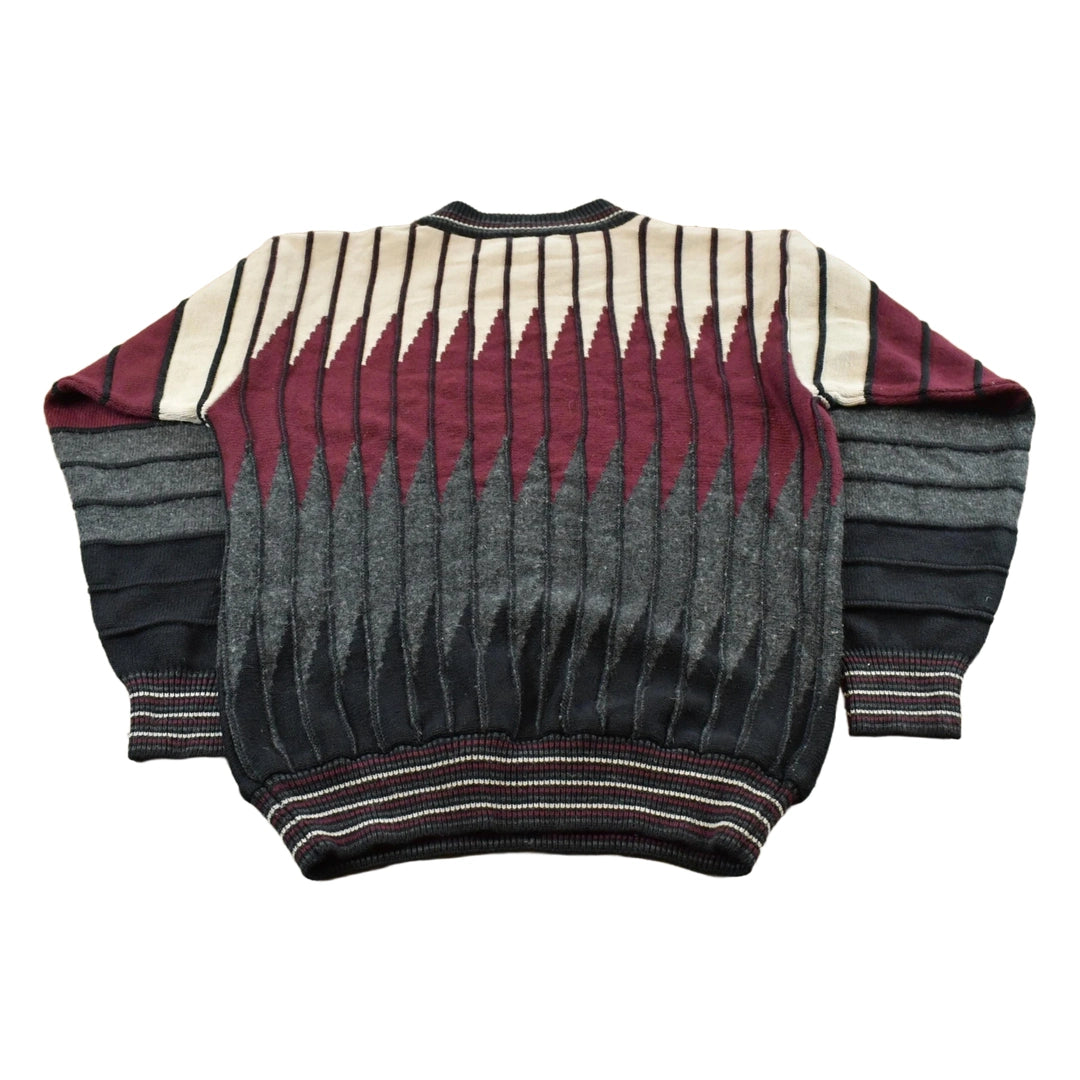 Vintage 1990s Irvine Park Abstract Striped Knit Crewneck Sweater Men's Small