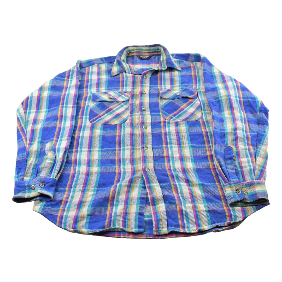 Vintage 1990s Mighty-Mac Plaid Flannel Button Up Shirt Men's XL