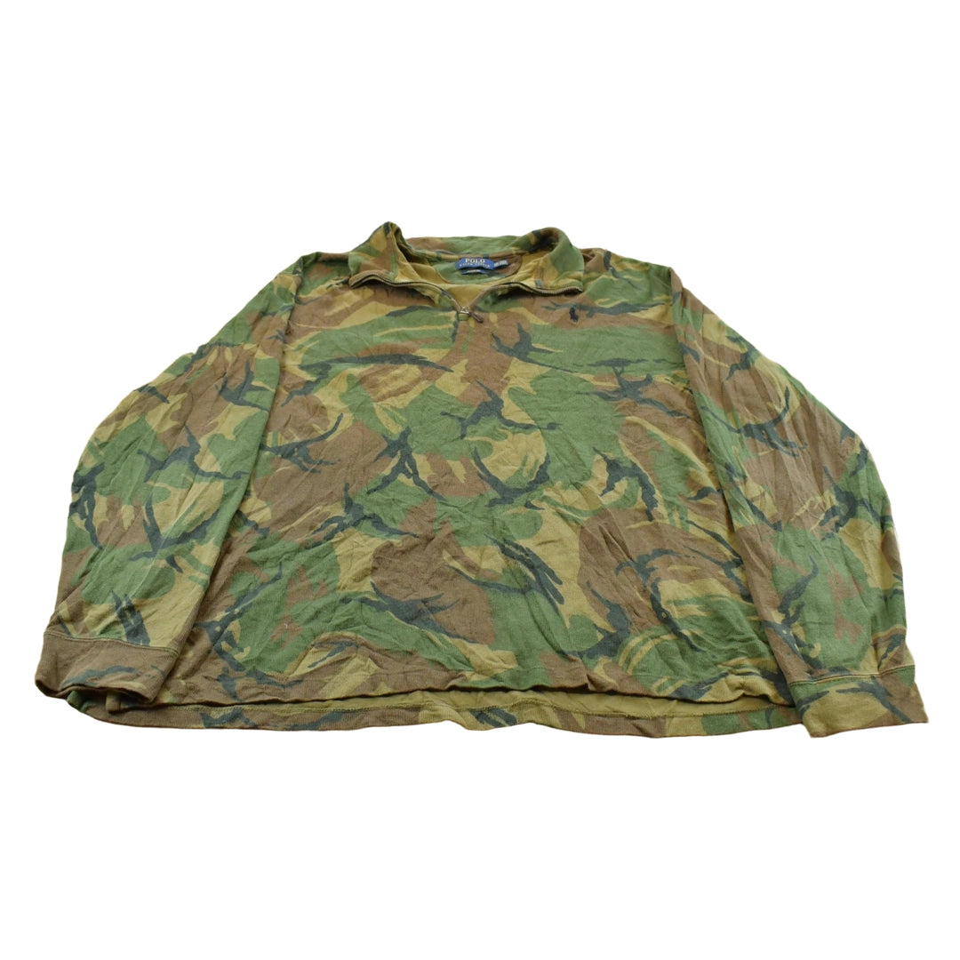 Vintage 2000s Polo Ralph Lauren Camo Quarter Zip Sweatshirt Men's 2XL