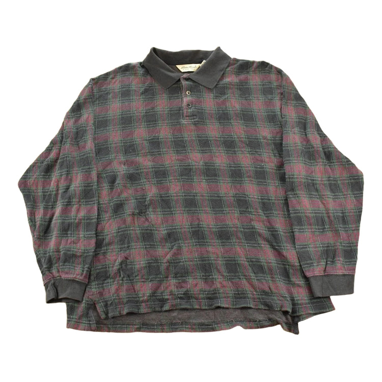 Vintage 1990s Eddie Bauer Plaid Rugby Long Sleeve Polo Shirt Men's L