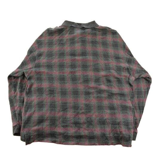 Vintage 1990s Eddie Bauer Plaid Rugby Long Sleeve Polo Shirt Men's L