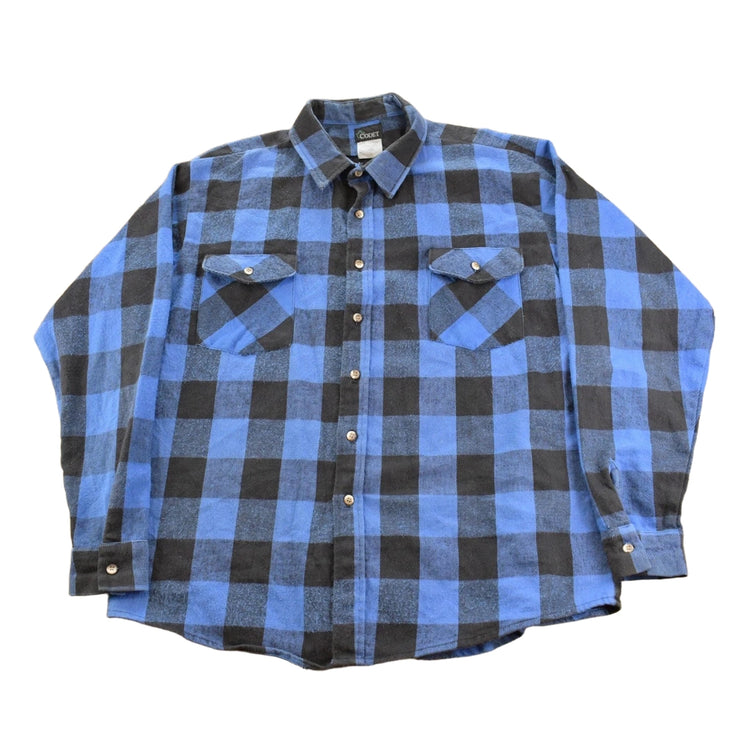 Vintage 1980s Codet Plaid Flannel Button Up Shirt Men's 2XL