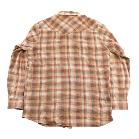 Vintage 1970s Levi's Western Plaid Pearl Snap Flannel Button Up Shirt Men's L
