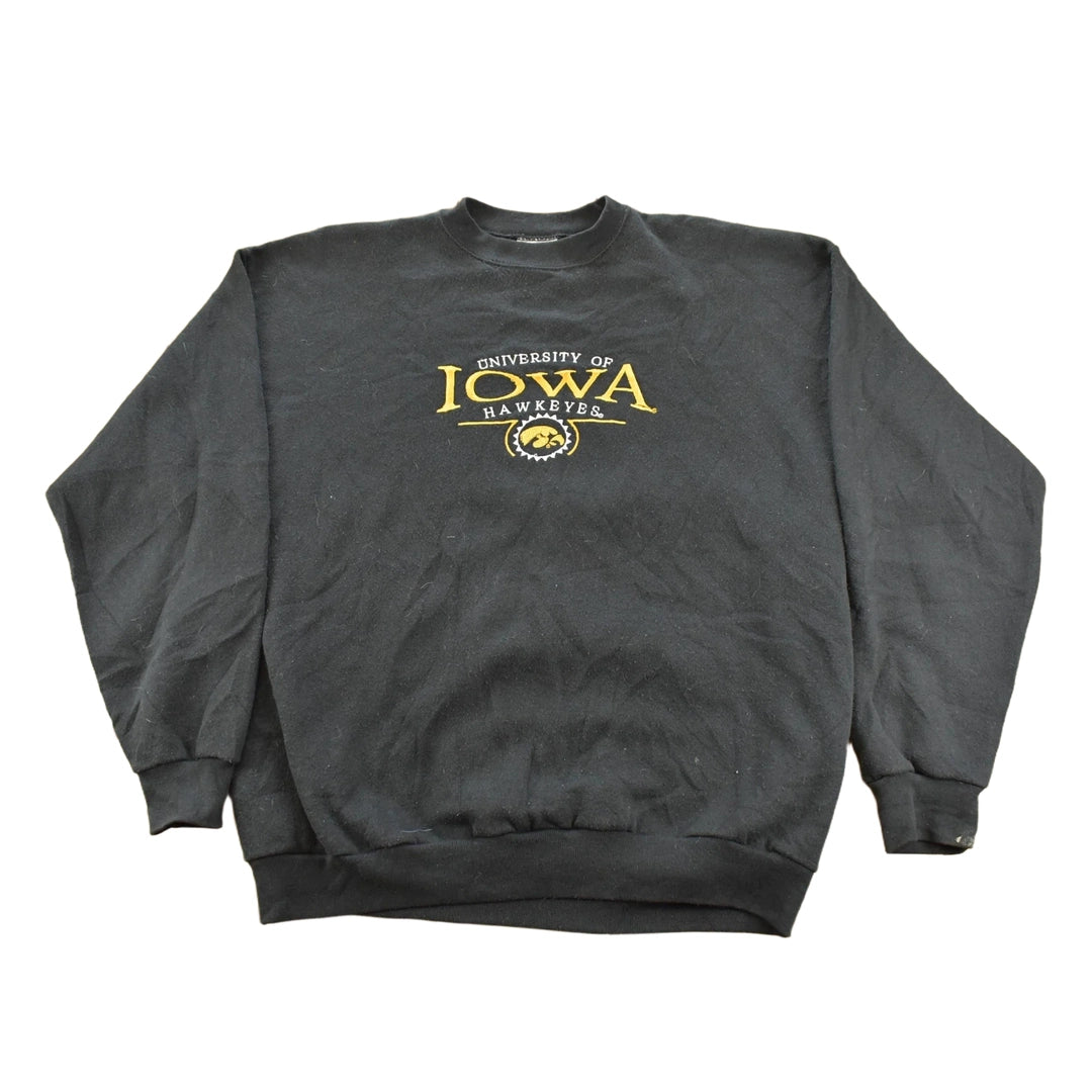 Vintage 1990s University Of IOWA Hawkeyes Embroidered Collegiate Crewneck Sweatshirt Men's L