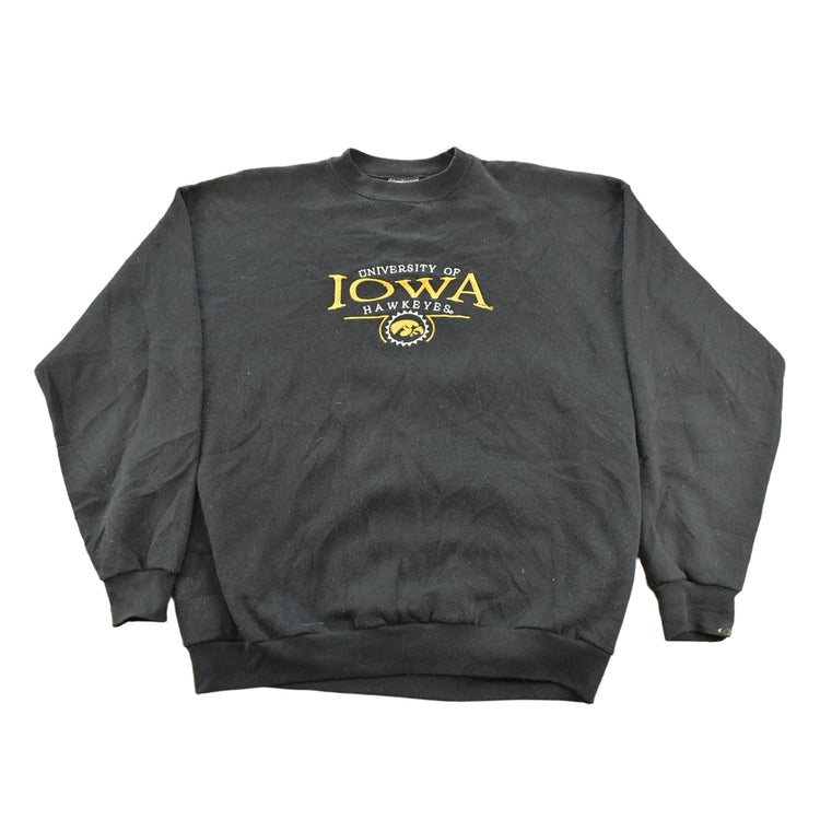 Vintage 1990s University Of IOWA Hawkeyes Embroidered Collegiate Crewneck Sweatshirt Men's L