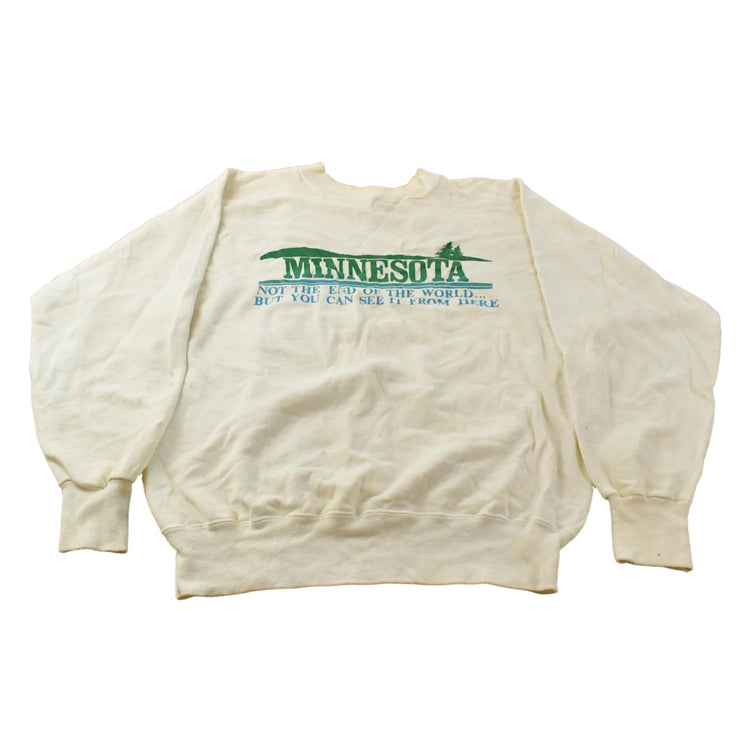 Vintage 1990s Minnesota Travel Nature Graphic Print Crewneck Sweatshirt Men's M
