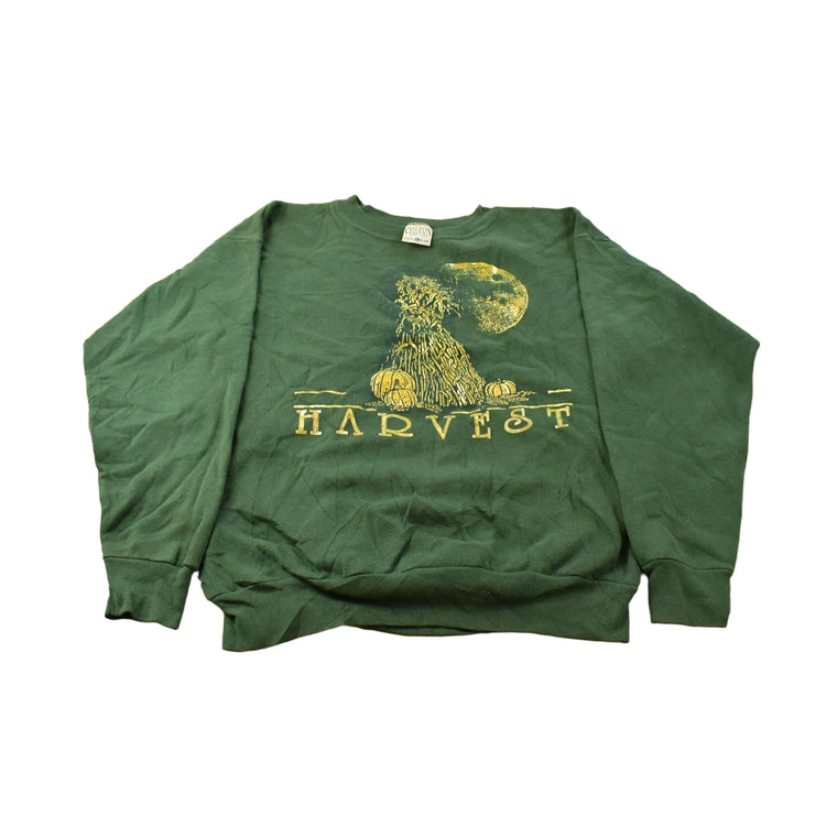 Vintage 1990s Pumpkin Harvest Graphic Crewneck Sweatshirt Men's Large