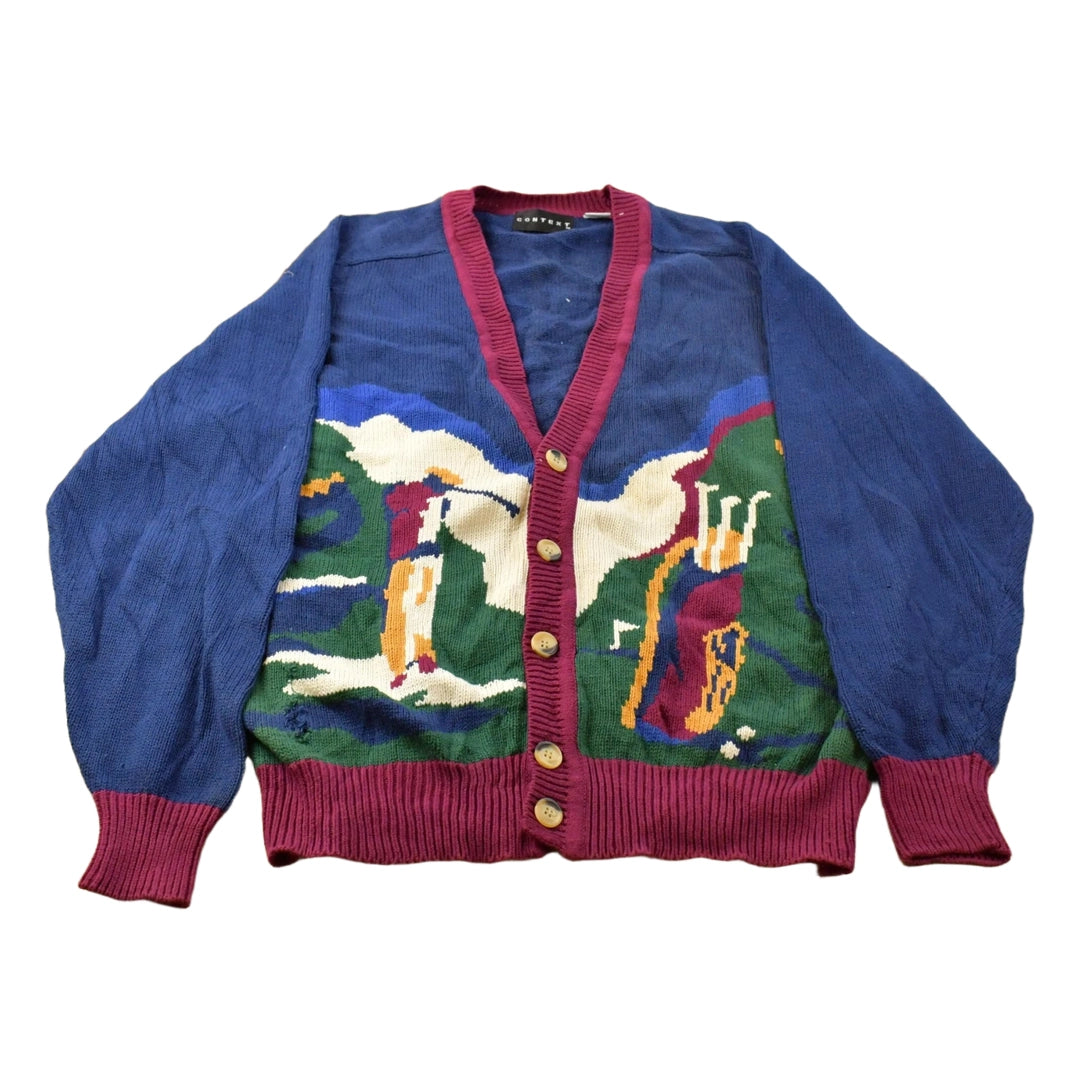 Vintage 1990s Context Golf Knit Cardigan Sweater Men's Large
