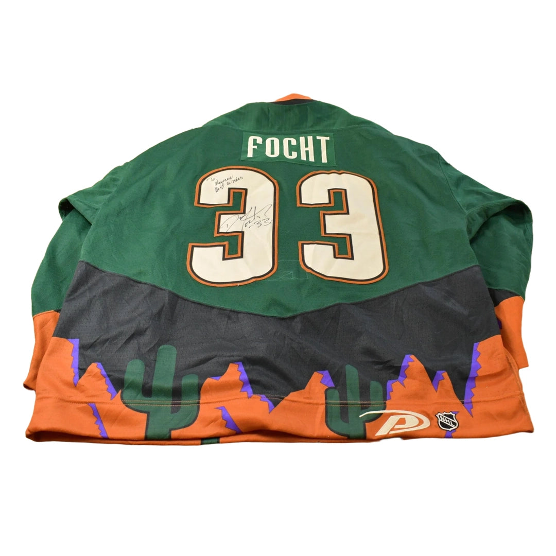 Vintage 1990s Phoenix Coyotes Dan Focht Peyote Alternate NHL Hockey Jersey Men's 58 Men's 2XL