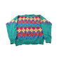 Vintage 1990s Colours Alexander Julian Knit Wool Abstract Argyle Pattern Crewneck Sweater Men's XL