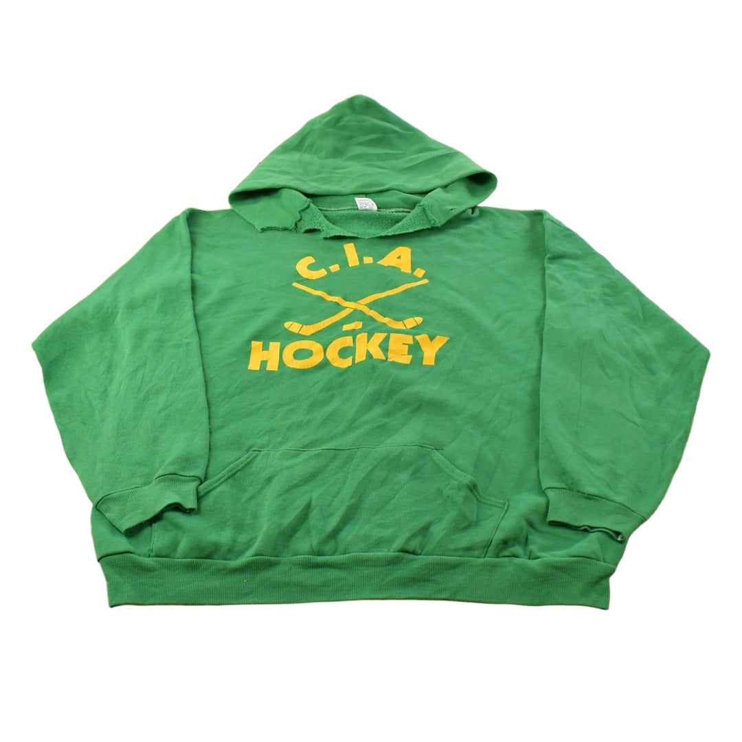 Vintage 1990s Russell Athletics Hockey Collegiate Graphic Hoodie Sweatshirt Men's XL