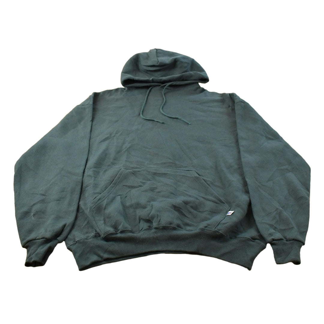 Vintage 1990s Russell Athletics Blank Green Hoodie Sweatshirt Men's XL