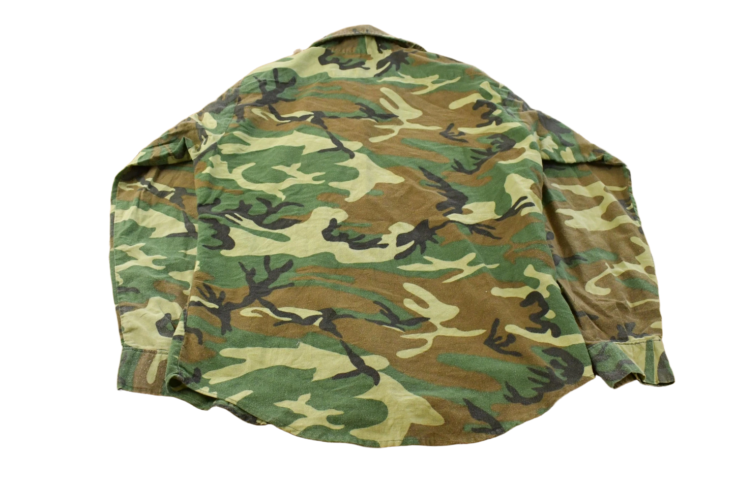 Vintage 1980s Five Brother Woodland Camo Military Button Up Shirt Men's M