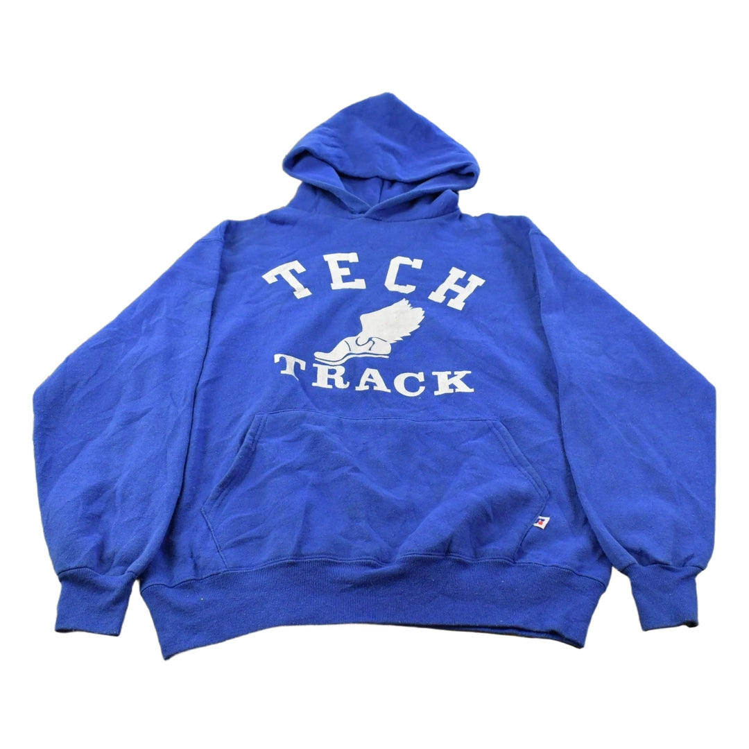 Vintage 1990s Tech Track & Field Russell Athletic Hoodie Sweatshirt Men's Large