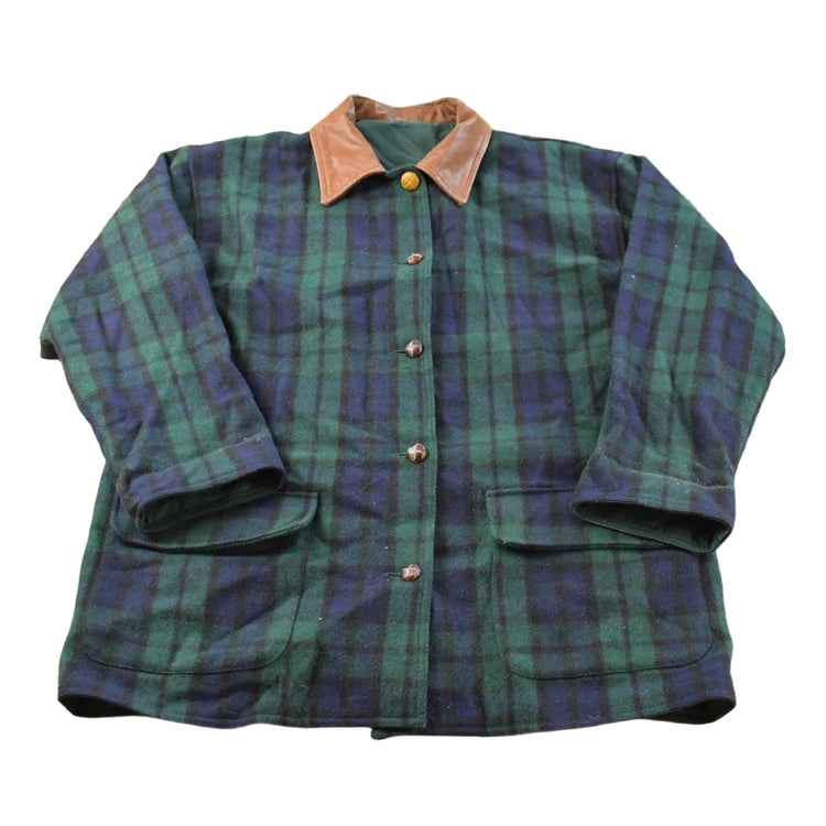 Vintage 1990s Colebrook Wool Cotton Plaid Reversible Coat Jacket Women's 1X