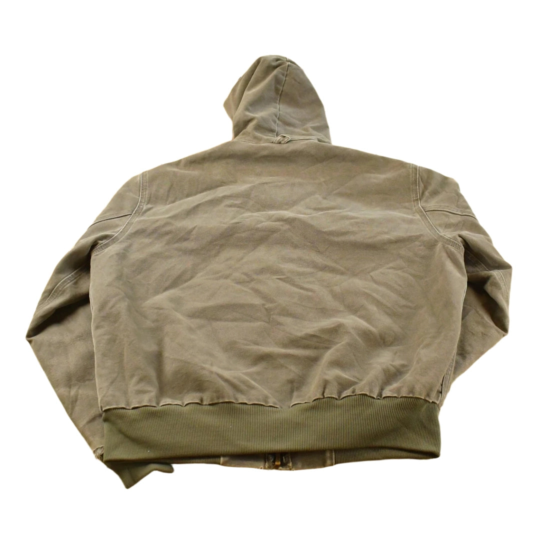 Vintage 2000s Carhartt Distressed Brown Canvas Hooded Jacket Men's L