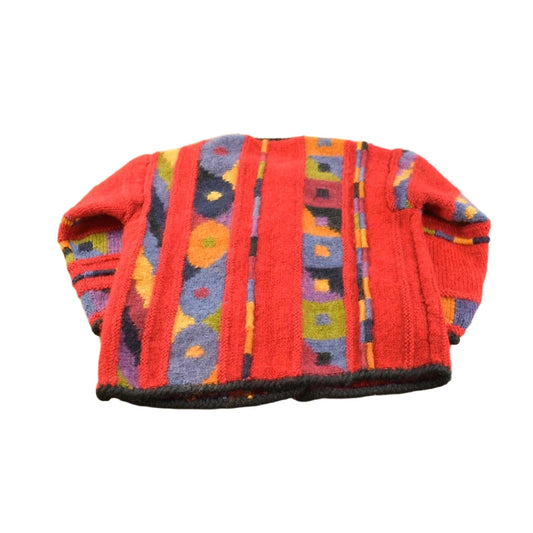 Vintage 1990s Newari Abstract Knit Cardigan Sweater Women's M