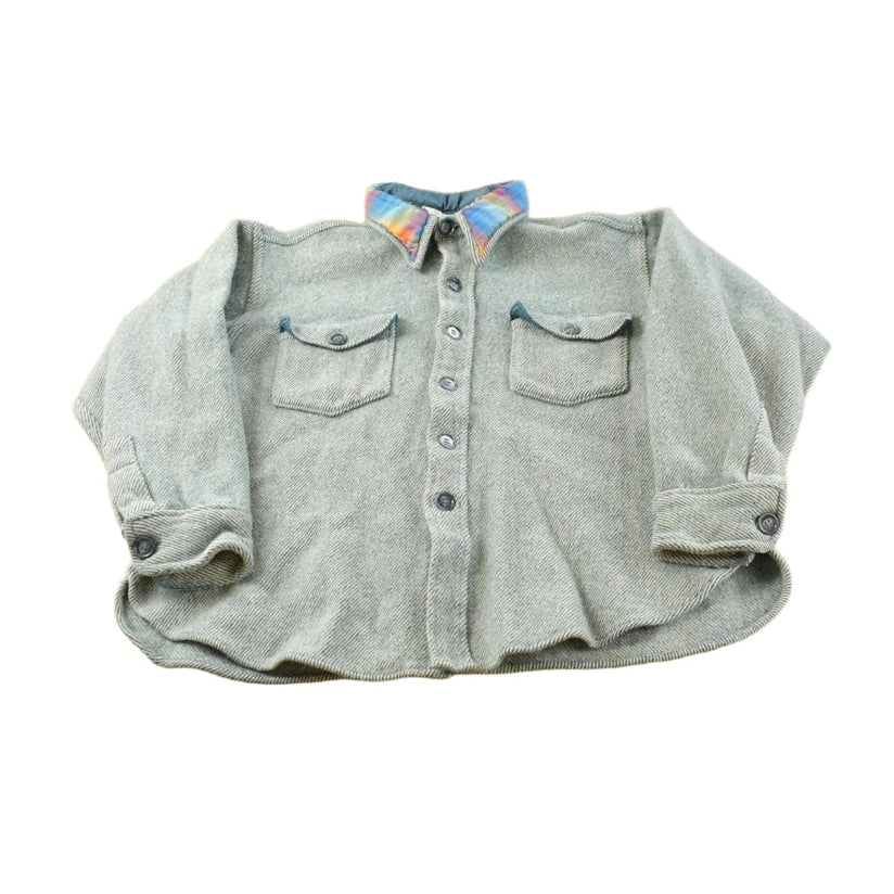 True Vintage 1970s Woolrich Button Up Long Sleeve Wool Shacket Shirt Men's M Short