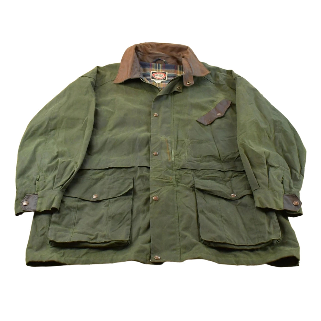 Vintage 1980s Australian Outback Waxed Canvas Oil Jacket Men's 2XL