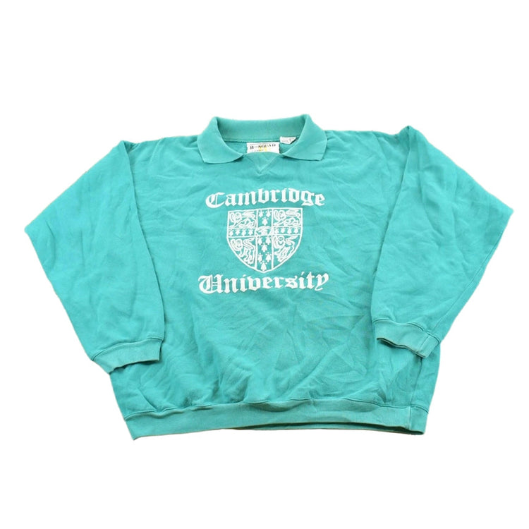 Vintage 1980s Cambridge University Collegiate Collared Sweatshirt Men's M